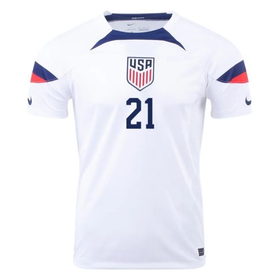2022 Timothy Weah #21 USMNT Home Jersey