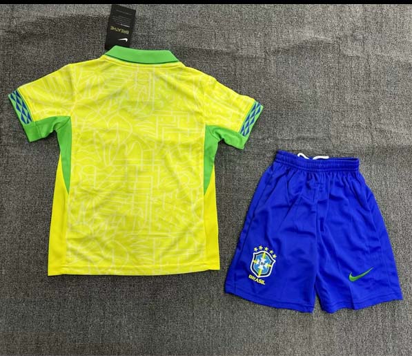 2024 Brazil Home Football Shirt Kids Size Suit
