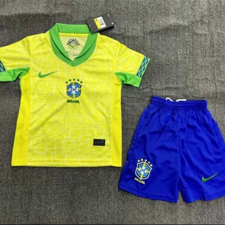 2024 Brazil Home Football Shirt Kids Size Suit