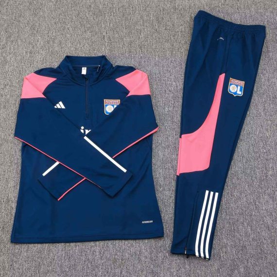 2023/2024 Lyon Half-Pull Training Suit Royal blue Football Shirt Set
