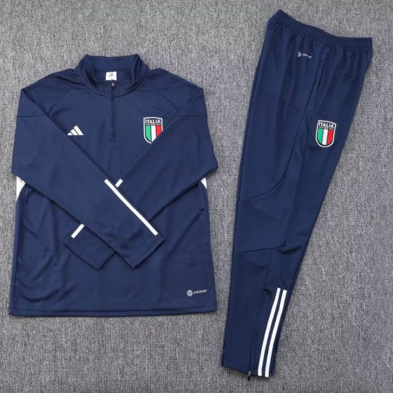 2023 Italy Half-Pull Training Suit Royal Blue Soccer Shirt Set