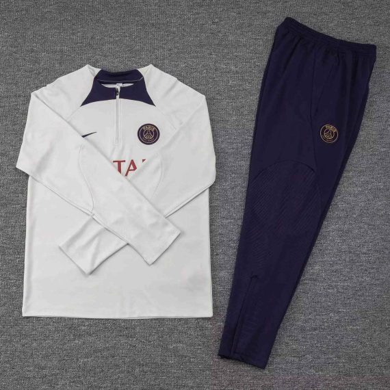 2023/2024 Psg Paris Saint-Germain Half-Pull Training Suit Off White Set