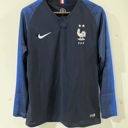 2018 Retro Long Sleeve France Home Football Shirt