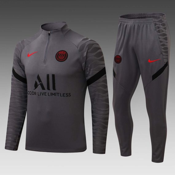 2021/2022 Psg Paris Saint-Germain Half-Pull Training Suit Gray Set