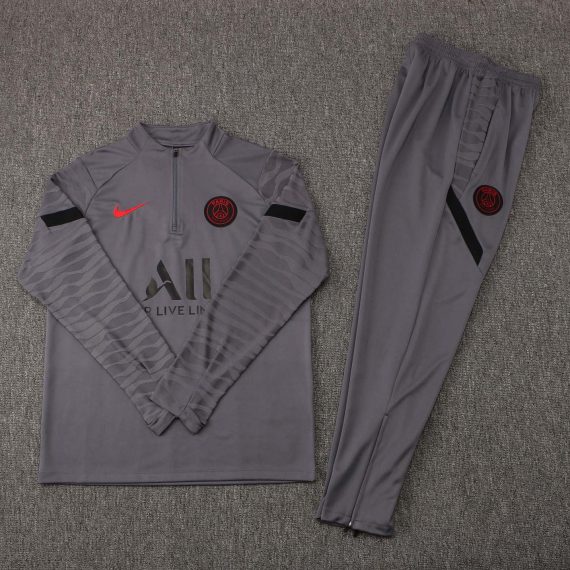 2021/2022 Psg Paris Saint-Germain Half-Pull Training Suit Gray Set