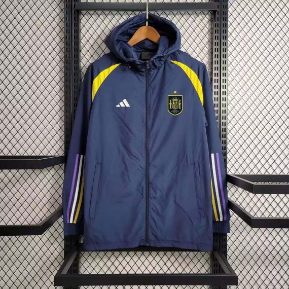 2023 Spain WindbreakerNavy blue Soccer Jersey