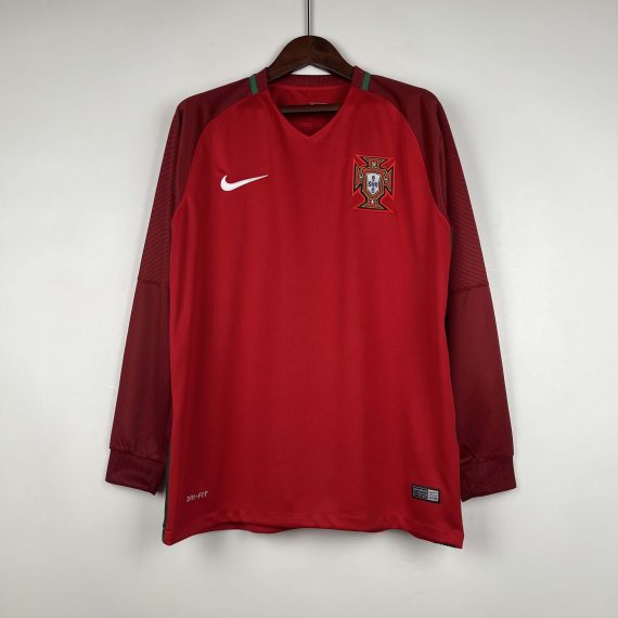 2016 Retro Long Sleeve Portugal Home Football Shirt
