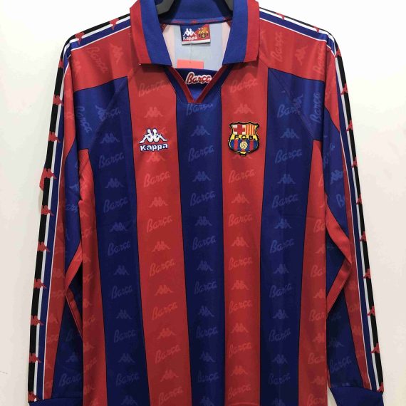 1996/1997 Retro Long Sleeve Barcelona Football Shirt Home Champions League