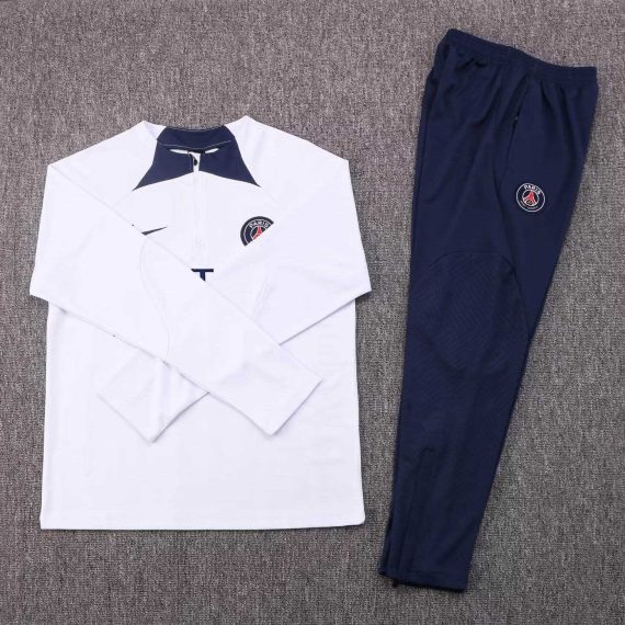 2022/2023 Psg Paris Saint-Germain Half-Pull Training Suit White Set