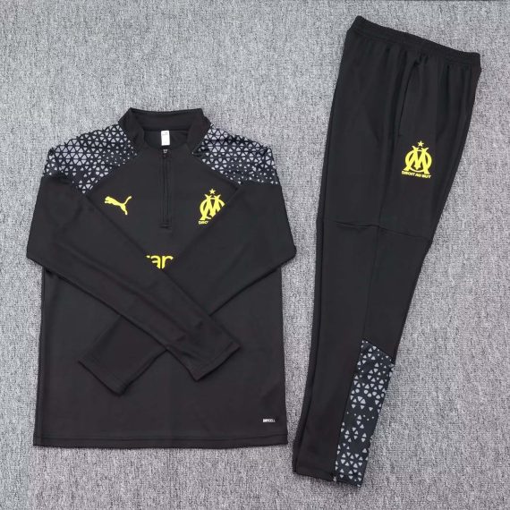 2023/2024 Olympique de Marseille Half-Pull Training Suit Black Football Jersey Set