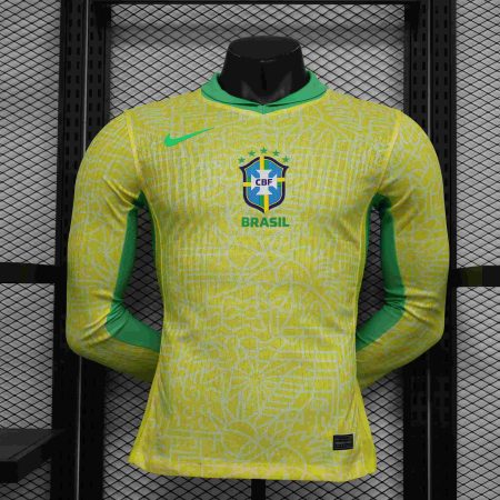 2024 Player Version Long Sleeve Brazil Home Football Shirt