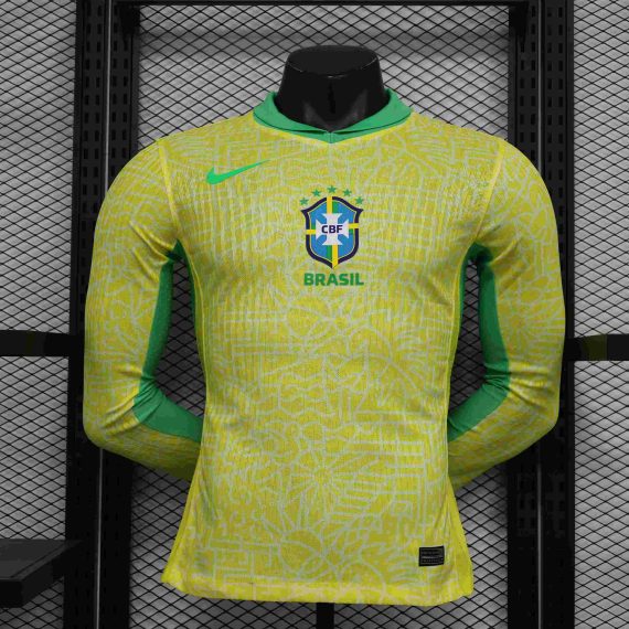 2024 Player Version Long Sleeve Brazil Home Football Shirt