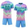 Custom Tie Dye Aqua-White Sublimation Soccer Uniform Jersey