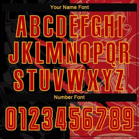 Custom Graffiti Pattern Red-Gold Sublimation Soccer Uniform Jersey