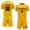 Custom Gold Black Sublimation Soccer Uniform Jersey