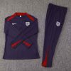 2024 England Half-Pull Training Suit Purple Soccer Jersey Set