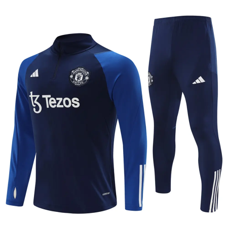 Manchester United Long Zipped Jacket Royal Blue Set