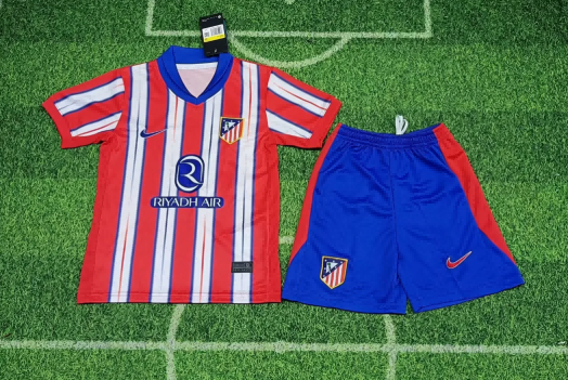 24/25 Atletico Madrid Home Soccer Jersey Kids Size Suit