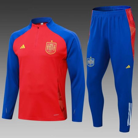 2024 Spain Half-Pull Training Suit Red Football Shirt Set