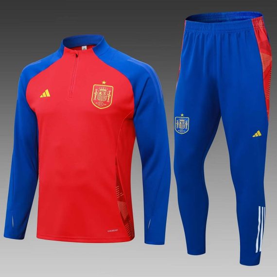 2024 Spain Half-Pull Training Suit Red Football Shirt Set