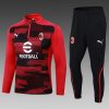24/25 AC Milan Half-Pull Training Suit Red Black Football Shirt Set