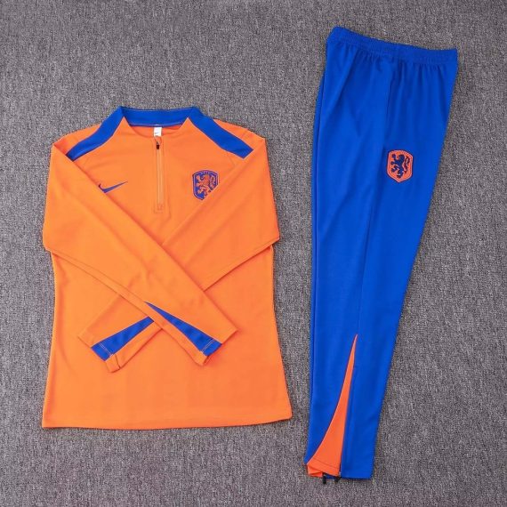 2024 Netherlands Half-Pull Training Suit Orange Football Shirt Set