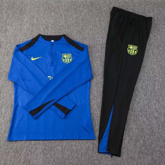 24/25 Barcelona Half-Pull Training Suit Colorful Blue Jersey Set