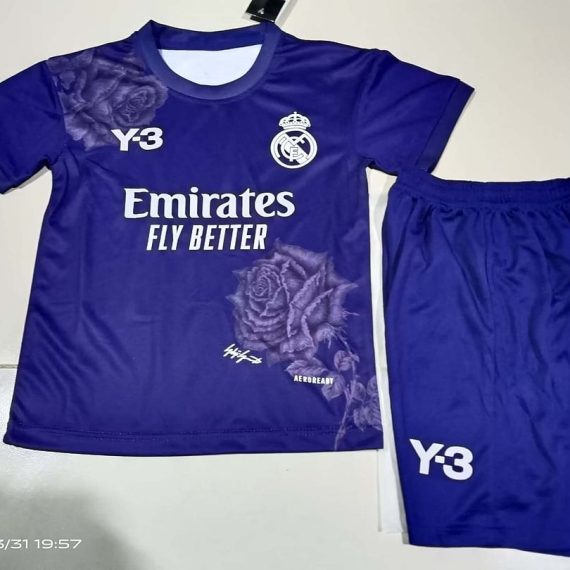 24/25 Real Madrid Y-3 Special Edition Purple Football Shirt Kids Size Suit