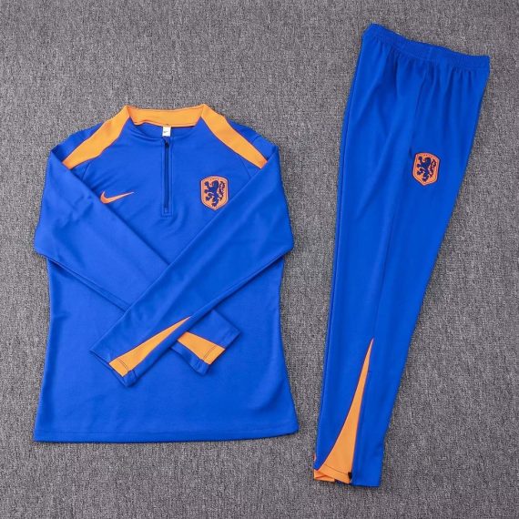 2024 Netherlands Half-Pull Training Suit Colorful Blue Football Shirt Set