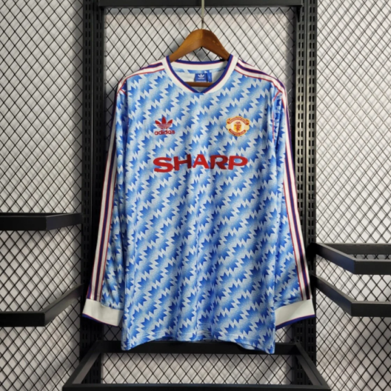 90/92 Retro Long Sleeve Manchester United Away Football Shirt