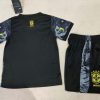 2024 Brazil Special Edition Jesus Black Gray Soccer Jersey Kids Size Suit