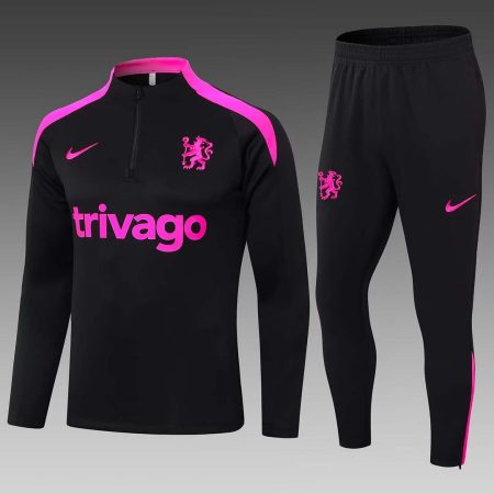 24/25 Chelsea Half-Pull Training Suit Black Football Shirt Set