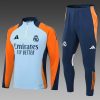 24/25 Real Madrid Half-Pull Training Suit Baby blue Football Shirt Set