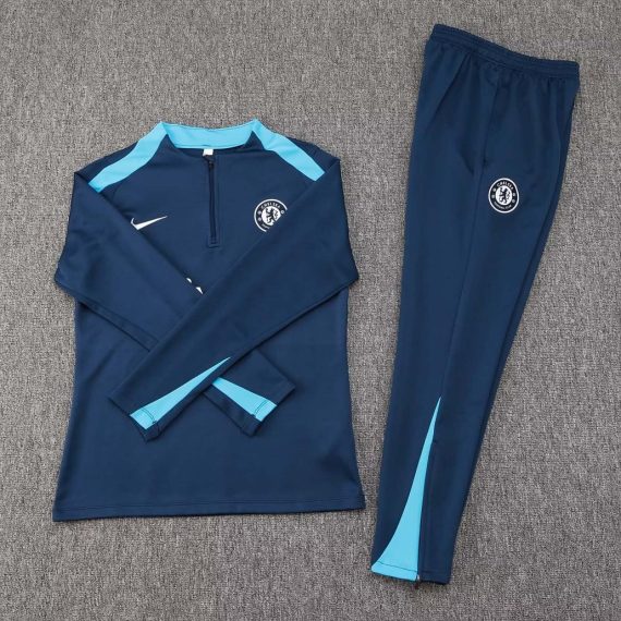 24/25 Chelsea Half-Pull Training Suit Royal blue Football Shirt Set