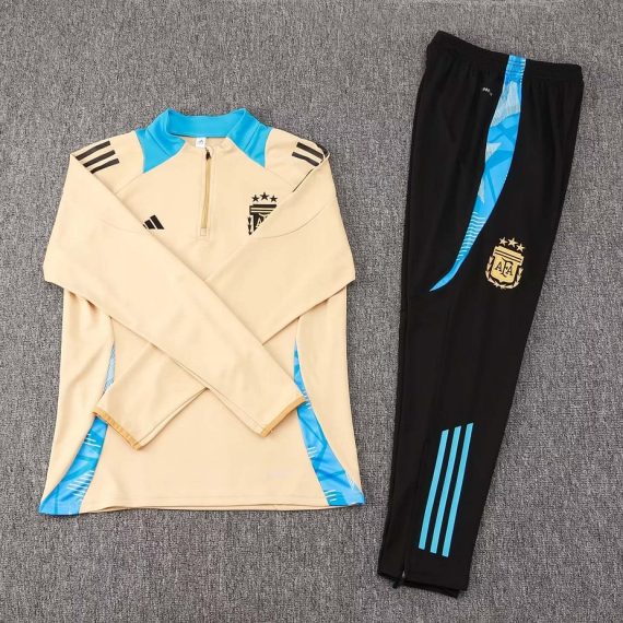 2024 Argentina Half-Pull Training Suit Khaki Football Shirt Set