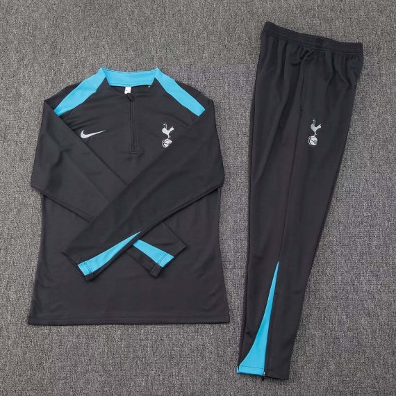 24/25 Tottenham Half-Pull Training Suit Black Jersey Set