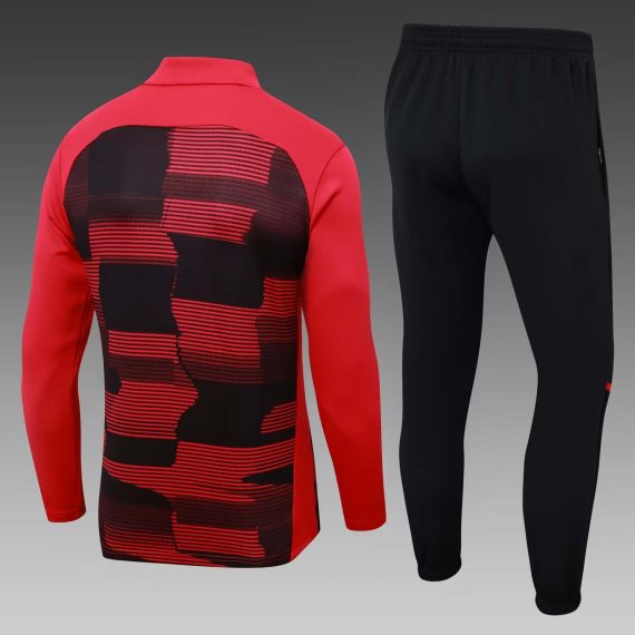 24/25 AC Milan Half-Pull Training Suit Red Black Football Shirt Set
