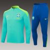 2024 Brazil Half-Pull Training Suit Light green Football Shirt Set