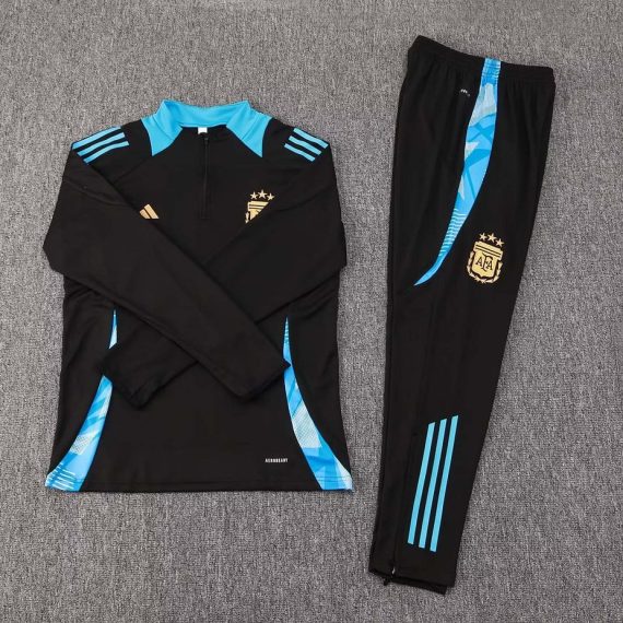 2024 Argentina Half-Pull Training Suit Black Football Shirt Set