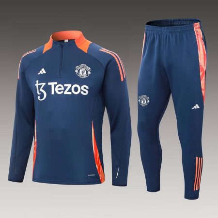 24/25 Manchester United Half-Pull Training Suit Royal blue Football Shirt Set