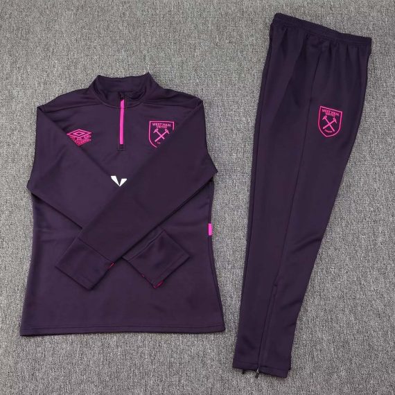 24/25 West Ham United Half-Pull Training Suit Purple Football Shirt Set