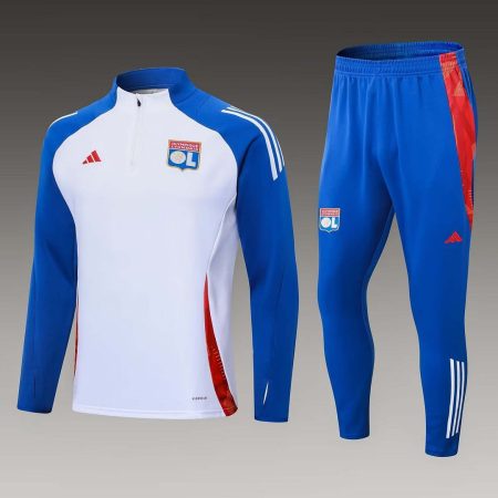 24/25 Lyon Half-Pull Training Suit White Football Shirt Set