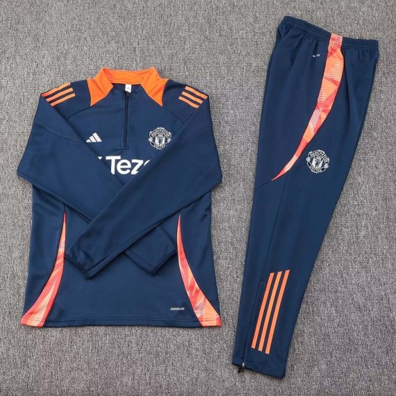 24/25 Manchester United Half-Pull Training Suit Royal blue Football Shirt Set