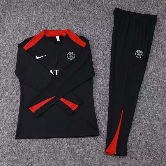 24/25 Psg Paris Saint-Germain Half-Pull Training Suit Black red Set