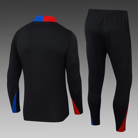 24/25 Barcelona Half-Pull Training Suit Black Jersey Set