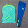 2024 Brazil Half-Pull Training Suit Light green Football Shirt Set