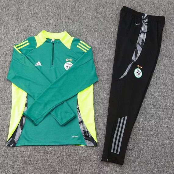 2024 Algeria National Team Half-Pull Training Suit Dark green Shirt Set