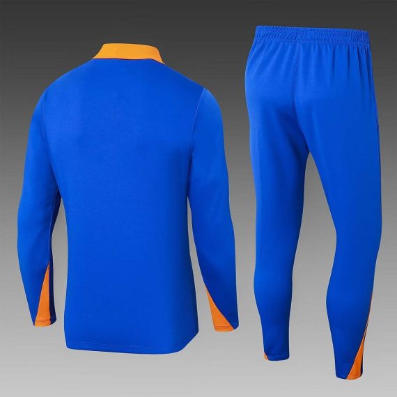 2024 Netherlands Half-Pull Training Suit Colorful Blue Football Shirt Set