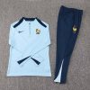 2024 France Half-Pull Training Suit Baby blue Football Shirt Set