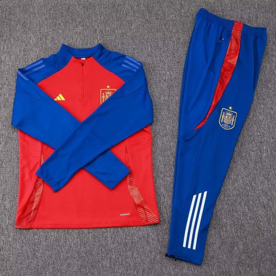2024 Spain Half-Pull Training Suit Red Football Shirt Set